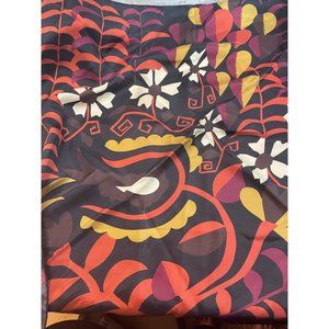 Vintage MCM Mid-Century Floral Paisley Scarf 27" Earthtone Hand Stitched